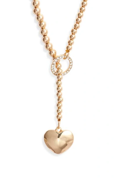 Open Edit Heart Pendant Lariat Necklace In Gold