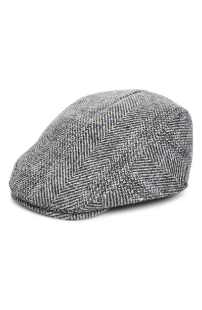 Open Edit Herringbone Wool Newsboy Cap In Grey