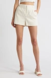 Open Edit High Waist Linen Blend Shorts In Ivory Dove