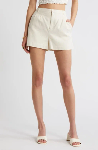 Open Edit High Waist Linen Blend Shorts In Ivory Dove