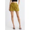 Open Edit High Waist Linen Blend Shorts In Olive Eyes