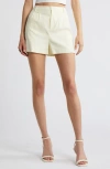 Open Edit High Waist Linen Blend Shorts In Yellow Frost