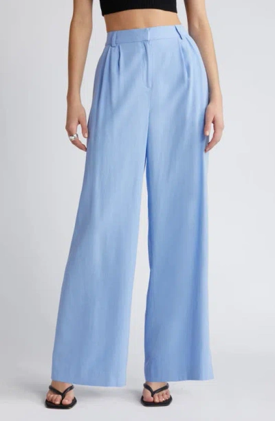 Open Edit High Waist Wide Leg Trousers In Blue Hydrangea