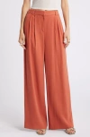 Open Edit High Waist Wide Leg Trousers In Rust Redwood