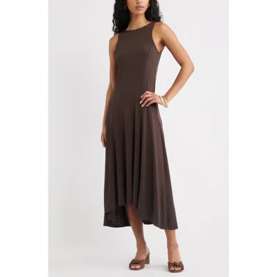 Open Edit High-low Sleeveless Midi Dress In Brown