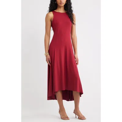 Open Edit High-low Sleeveless Midi Dress In Burgundy