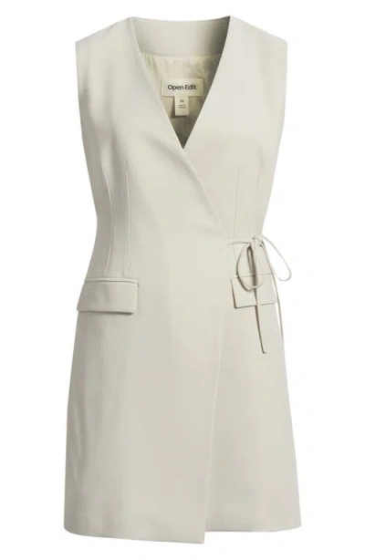Open Edit Icon Blazer Wrap Dress In Neutral