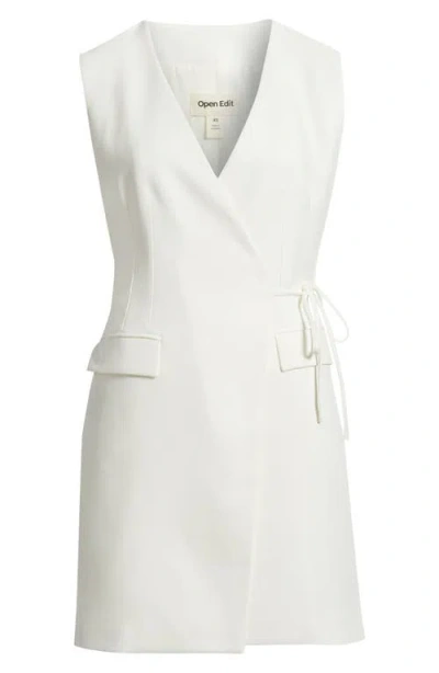 Open Edit Icon Blazer Wrap Dress In White