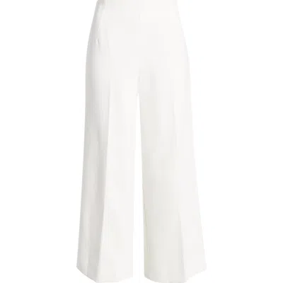 Open Edit Icon Crop Wide Leg Pants In White