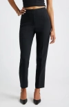 Open Edit Icon High Waist Ankle Cigarette Pants In Black