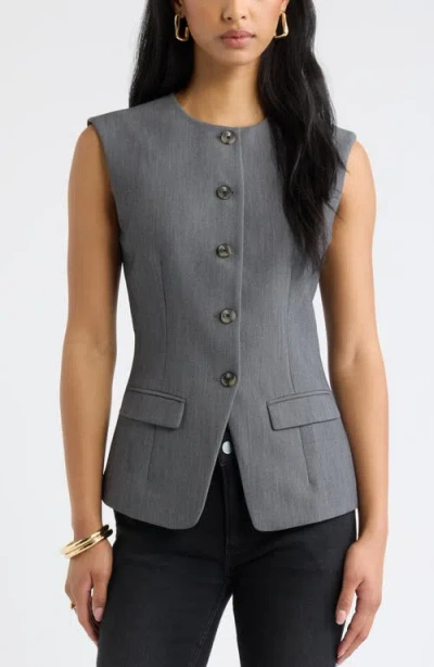Open Edit Icon Twill Crewneck Vest In Animal Print
