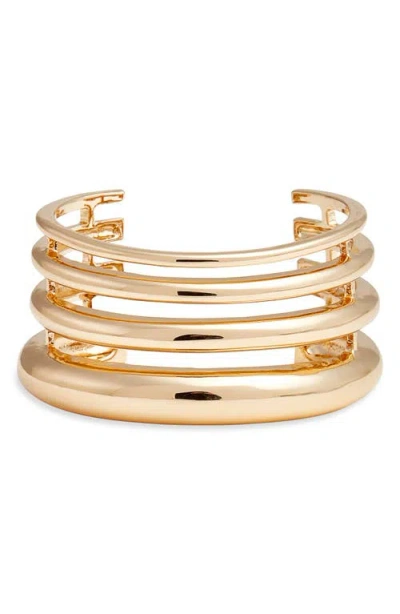 Open Edit Illusion Layered Cuff Bracelet In Gold