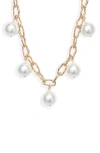 OPEN EDIT IMITATION PEARL CURB CHAIN NECKLACE