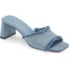 Open Edit Jaydin Slide Sandal In Blue Stonewashed Denim