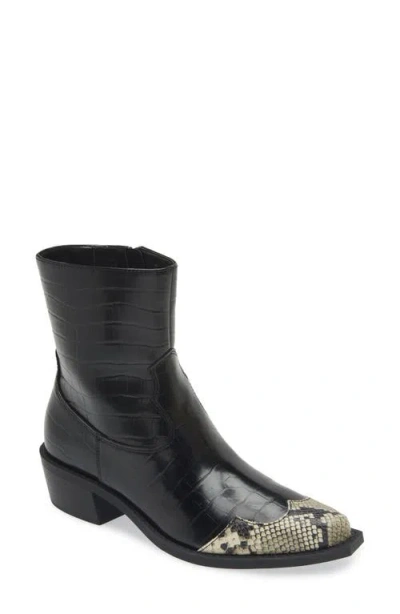 Open Edit Kiara Western Bootie In Black Croco