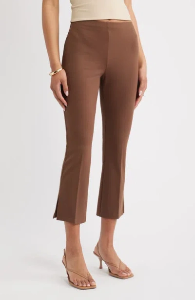 Open Edit Kick Flare Stretch Twill Pants In Brown