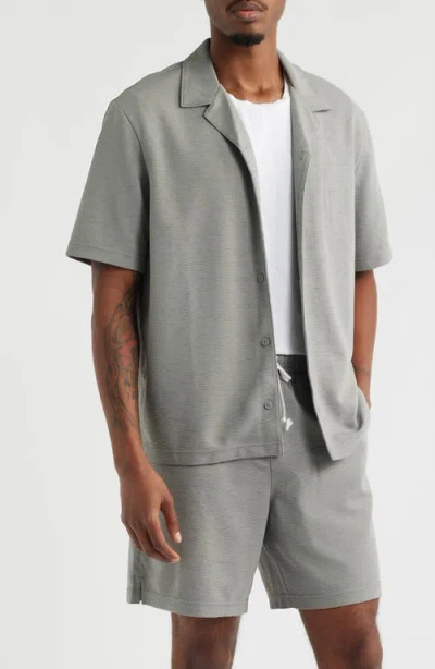 Open Edit Knit Camp Shirt In Gray