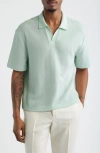 Open Edit Knit Johnny Collar Polo In Green
