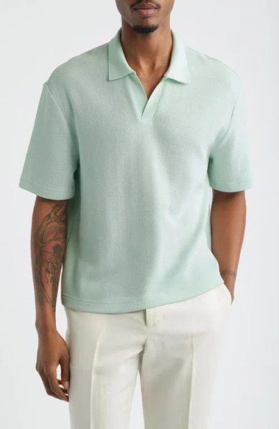 Open Edit Knit Johnny Collar Polo In Green