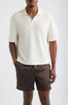 Open Edit Knit Johnny Collar Polo In White