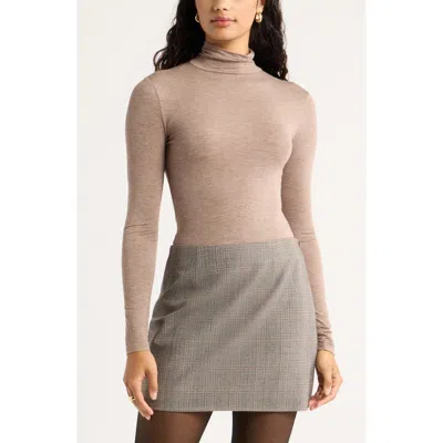 Open Edit Knit Turtleneck In Brown Heather