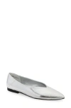 Open Edit Kyler Pointed Toe Flat In Silver Metallic