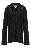 Open Edit Lace Button-up Shirt In Black