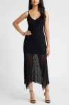 Open Edit Lace Midi Dress In Black