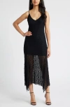 Open Edit Lace Midi Dress In Black