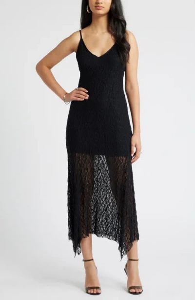 Open Edit Lace Midi Dress In Black