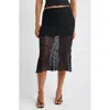 Open Edit Lace Midi Skirt In Black