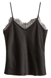 Open Edit Lace Trim Cami In Black
