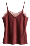 Open Edit Lace Trim Cami In Brown