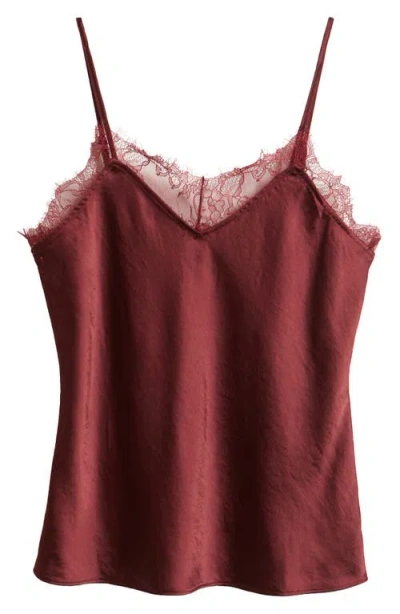 Open Edit Lace Trim Cami In Brown