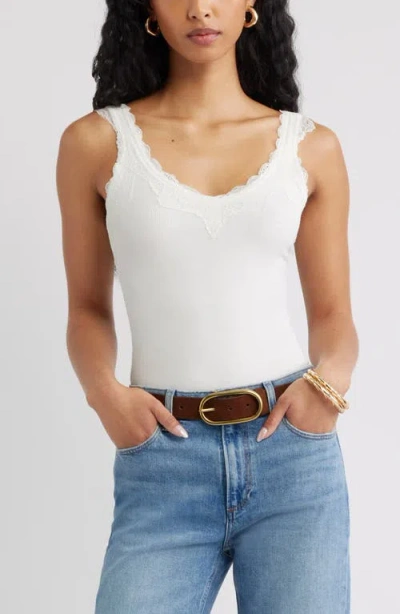 Open Edit Lace Trim Ribbed Tank In Multi