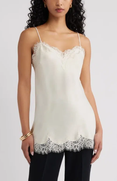 Open Edit Lace Trim Satin Camisole In Gray