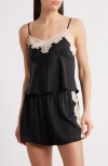 Open Edit Lace Trim Satin Short Pajamas