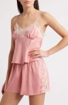 Open Edit Lace Trim Satin Short Pajamas