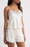 Open Edit Lace Trim Satin Short Pajamas