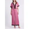 Open Edit Lace Trim Stretch Satin Crop Pajamas In Gray