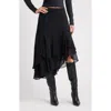Open Edit Layered Asymmetric Chiffon Midi Skirt In Black