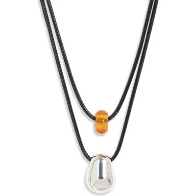 Open Edit Layered Pendant Necklace In Black