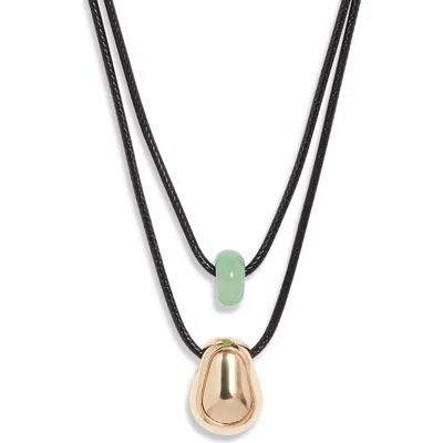 Open Edit Layered Pendant Necklace In Black