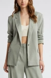 Open Edit Linen Blend Blazer In Green Halo