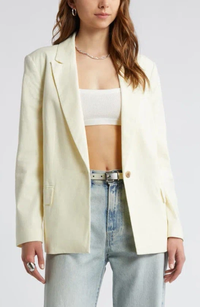 Open Edit Linen Blend Blazer In Yellow Frost