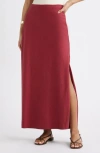 Open Edit Linen Blend Column Maxi Skirt In Burgundy