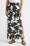 Open Edit Linen Blend Column Maxi Skirt In Multi