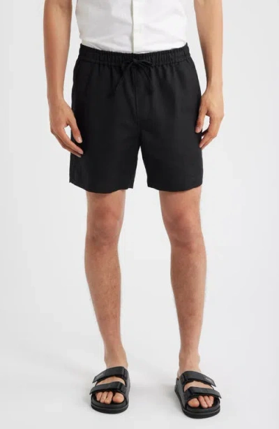 Open Edit Linen Blend Pull-on Shorts In Black