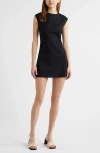 Open Edit Linen Blend Shift Dress In Black