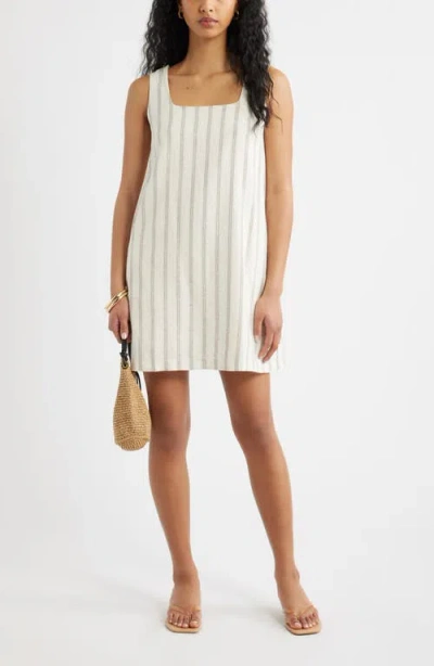 Open Edit Linen Blend Shift Dress In Neutral
